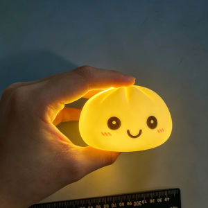 Bandai | Đèn Ngủ LED Hình Bánh Bao Mềm Mại Bằng Silicon Đồ Chơi Bóp Xả Stress Vật Trang Trí Phát Sáng Quà Tặng Dễ Thương Thẩm Mỹ Đèn Hình Bánh Bao 8cm