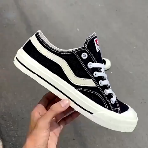 Sepatu Ventela Public Low Black Natural / Sepatu Sekolah Pria Wanita Trend Kekinian Free kaos kaki