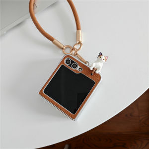 Mella Brown 3D Sitting Cat Motorola RAZR50 Ultra Phone Case Full Cover Anti-Fall Foldable Screen Protective Shell Eco-Friendly Acrylic