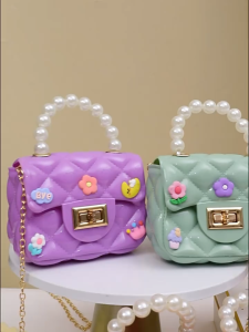 ELF1497 Tas Jelly Anak Mini Tas Jelly Mutiara Tas Selempang Glossy Gaya Korea Fashionable