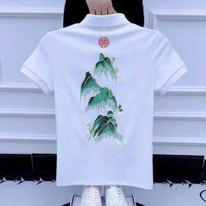 Elegant Embroidered Short Sleeve Polo Shirt for Men Slim Fit Summer Fashion Casual Wear Turn-down Collar Half Sleeve T-Shirt