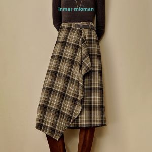 INMAN | Chân Váy Ngắn Lưới Vintage Dây Kéo Không Đều