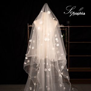 Long Wedding Veil Petal Headpiece Bridegroom Champagne Color Drag Tail Headwear Super Fairy Tale Forest System Retro Marriage