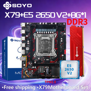 SOYO | X79 DUAL Game Motherboard RAM 8G*1 E5 2650 V2 CPU DDR3 Computer Components PCgamer Kit Intel Xeon TPM2.0 PCIE3*16 LGA2011 Office
