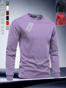Áo Thun Nam Tay Dài Cổ Tròn Màu Trơn Phong Cách Mỹ Thường Ngày Mùa Xuân Thu Rộng Rãi Áo Thun Cotton Thoáng Khí