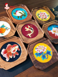 Blessing Series Teapot Coaster Enamelware DIY Material Kit Intangible Cultural Heritage Jingbai Blue Craft Handmade Souvenir