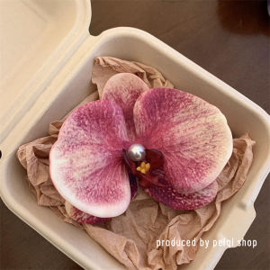 Large Size Pearl Hair Clip Butterfly Orchid Hair Accessories Travel Photography Side Bangs Duckbill Clip Womens Hair Decorations