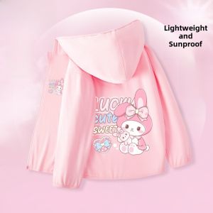 Girls Summer New Ice Silk Quick Dry Sun Protection Clothes Outdoor Childrens Wear Lightweight Skin Friendly Polyester Fiber
