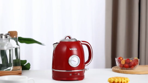 Kawu 1.3L Red Retro electric kettle Stainless Steel 304 Food grade material With temperature gauge 1335W Boil rapidly