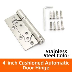 Stainless Steel 4-Inch Automatic Spring Hinges for Wooden Concealed Doors with Hydraulic Door Closer Parent-Child Type