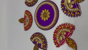 Traditional Reusable Handcrafted Acrylic Baby Rangoli Beautiful Festive Home Decor | Diwali Decoration with Studded Stones (Size - 7 inches)
