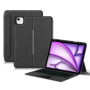 AJIUYU | Wireless Keyboard Case For iPad Pro 12.9 3rd 4th 5th 6th Generation Air 13 Inch M4 M3 M2 Case TouchPad Backlit Separable Cover