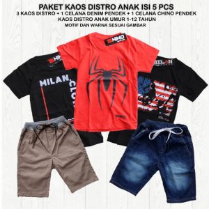 Milan.co Setelan Baju Kaos Anak Laki-laki Celana Pendek Tebaru Usia 3-14Thn Motif Baseball Sage