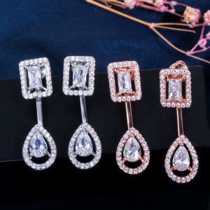 SEQUITO Delicate Modern Brides Jewelry Silvery Rose Gold Color Full Inlay AAA CZ Stone Unique Prom Party Stud Earrings and Drop Ear Decoration SE806