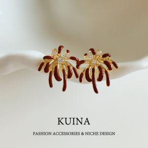 kuina | Red Enamel Firework Earrings Sterling Silver