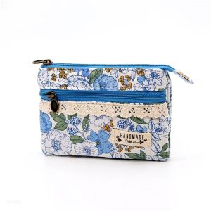 New Fashion Flower Multi-layer Cotton Fabric Coin Purse Women Card Wallet Small Change Bag Retro Canvas Female Hand Purses Pouch