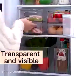 Large Size Fridge Clear Container Refrigerator Food Storage Box Stackable Food Storage Box with Handle