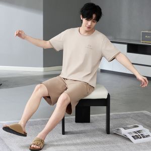 MiiOW | ชุดนอนผู้ชายผ้าฝ้ายแท้ MiiOW ฤดูร้อน 2025 แขนกุด กางเกงขาสั้น ลำลอง หลวม ขนาดใหญ่ เสื้อผ้าใส่อยู่บ้าน ชุดนอนผู้ชาย