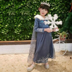 Frozen Princess Dress Girls Long-Sleeved Elsa Elsa Elsa Anna Children Dress Autumn and Winter Christmas Clothes