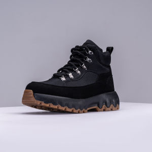 Mens Winter Snow Boots Anti-Slip Thickened Warm Wool Leather Integrated Cold Resistant Boots Sport Style Short Tube Rubber Sole