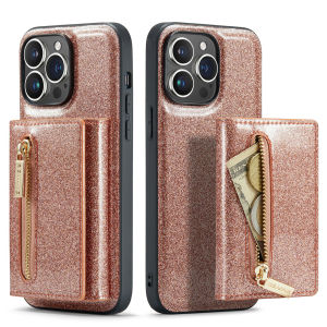 szhaiyu | Premium Detachable 2 in 1 Magnetic Zipper Wallet Phone Case For iPhone 15 14 13 12 11 Pro Max Plus Glitter PU Leather RFID Cover