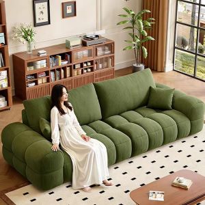 Retro Style Living Room Fabric Sofa 2026 New Straight Row