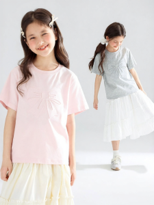 MUCMUKN | Antibacterial Cooling Bow Embossed T-Shirt Girls