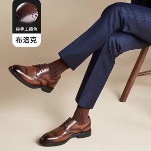 3192024   แกะสลักบล็อกรองเท้าหนัง Allmatch ธุรกิจรองเท้าผู้ชายจัดเลี้ยงงานแต่งงานรองเท้าสังคมรองเท้าชายอังกฤษผู้ชายหรูหรารองเท้า