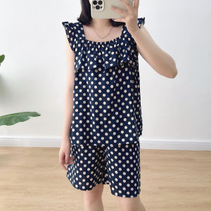 ชุดนอนผู้หญิงฤดูร้อน ชุดนอนผ้าไหมฝ้ายบางไร้ไหล่ ชุดนอนแขนกุด ชุดนอนหลวมๆ ชุดนอนลำลองในบ้าน ชุดนอนผ้าฝ้ายเทียม