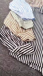 QR - REC BLOUSE LENGAN PANJANG MOTIF SALUR / Zelfi Cute RAYON DIAMOND Blouse JUMBO XL / ATASAN WANITA BLUS KEKINIAN