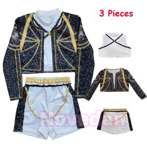 Kids Anime Cosplay Girl Costume Group Idol Singer Performance Show Black Golden Costume Child Halloween Party Clolthes Outfit