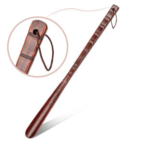 New Wooden Shoehorn Long Handle Beech Shoe Horn with Leather Strap Flexible shoe Lifter Extra Long Comfortable Wood Shoe Horns