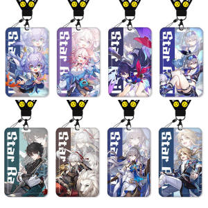 Broken Star Dome Railway Card Holder Meal Card School Card Bus Pass Student Certificate Work Permit Badge Certificate Holder School Card Key Chain with Lanyard Halterneck Peripheral March 7 Secondary Yuan Xier White Dews