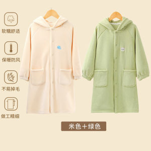 Thickened Long Childrens Bathrobe Winter Home Clothes Sleepwear Fleece for Boys And Girls Warm Absorbent Sweat Wicking