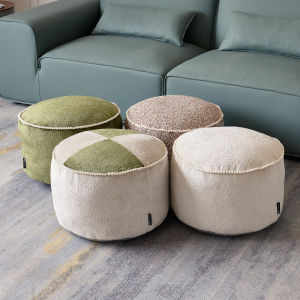 Round Storage Footstool Cushion Ottoman