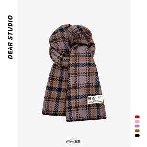 K-style Red Pattern Sewing Artificial Cashmere Scarf Womens Autumn and Winter Couple Warm All-Matching Atmosphere Shawl Scarf