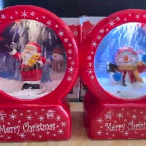 Christmas Snow Led Light With 8 Music Cute Santa Claus Snowman Christmas Tree Faux Decorative Perfect for Gift