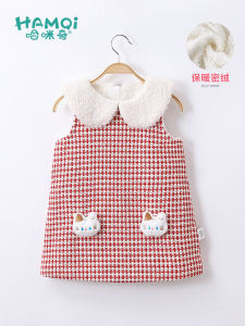 ชุดเดรสแขนกุดเด็กผู้หญิงแบบใหม่เดรสกันหนาวบุขนสำหรับเด็กทารกผู้หญิงชุดฤดูใบไม้ร่วงและฤดูหนาวเดรสเจ้าหญิงสำหรับเด็กวัยกลางและวัยโต