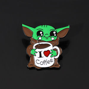 Bandai | Star War Enamel Pin - the Mandalorian Yoda Baby Figure Kawaii Coffee Metal Badge Brooch Cute Jewelry Decoration Accessory