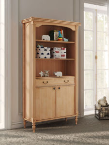 American Retro Solid Wood Bookcase Open Display Cabinet Living Room Small Apartment Study Room Storage Cabinet Wood Surface