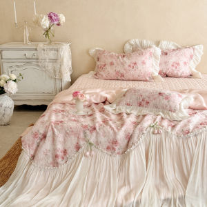 Elegant French Style Cooling Summer Lightweight Blanket Set 4 Pieces