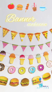 Bunting Flag Pizza / Banner Makanan / Banner Food / Banner Pizza