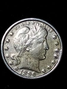 1896o Silver Barber Dime Coin with Lady Liberty Profile and Stars Surrounding Inscription preloved