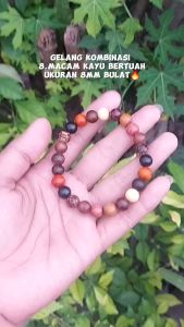 Gelang Kombinasi 8 Macam Kayu Bertuah Ukuran 8mm Bulat - Bracelets