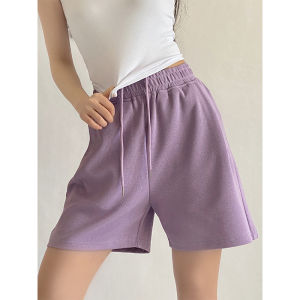 Quần Short Thể Thao Màu Xám Cạp Cao Rộng Rãi Cho Nữ Mùa Hè Quần Dài Năm Điểm Co Giãn Thời Trang Thường Ngày