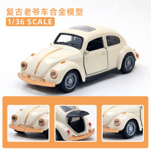 Alloy Bug Car Model Toy Vintage Style Pullback Function Simulation Childrens Play Vehicle Collectible Decoration Box Pack