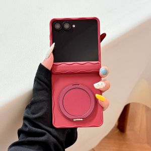 Wave Frame Silicone Matte Bracket Phone Case For Samsung Galaxy Z Flip 7 6 5 Candy Color Hinge Shockproof Magnetic Back Cover