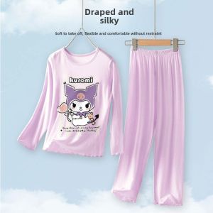 Girls Modal Sleepwear Summer Air Conditioning Spring Autumn Style Thin Home Clothes Princess Style Childrens Clothing Set