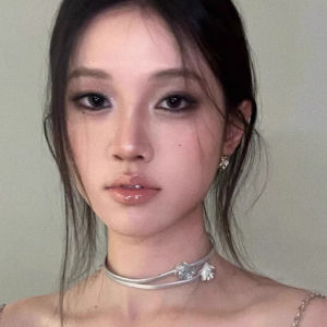 สร้อยคอหนังรูปดอกกุหลาบเงินชั้นในสองชั้นสำหรับผู้หญิง เครื่องประดับแฟชั่นสุดเก๋ เครื่องประดับคอแบบเรียบง่ายและเรียบง่าย