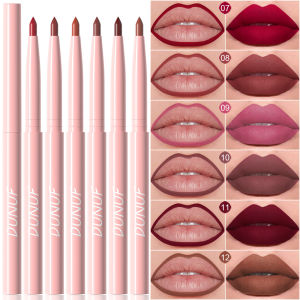 6 ชิ้น Matte Lip Liner Set Nude สีน้ําตาล Smooth Rose สีแดงสี Long Lasting Rotatable ลิปสติกดินสอชุดสําหรับ Smooth Finish